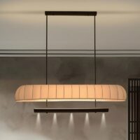 Plafonnier japonais en tissu et métal design abstrait WAIOM