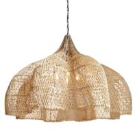 Plafonnier japonais zen en rotin bohème chic forme de fleur WAKYO