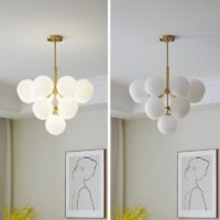 Plafonnier LED boule structure dorée en métal OCTAVIO