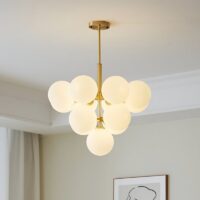 Plafonnier LED boule structure dorée en métal OCTAVIO