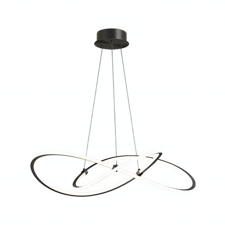 Plafonnier LED design entremêlé noir en métal et acrylique LUCIE