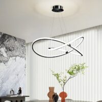 Plafonnier LED design entremêlé noir en métal et acrylique LUCIE