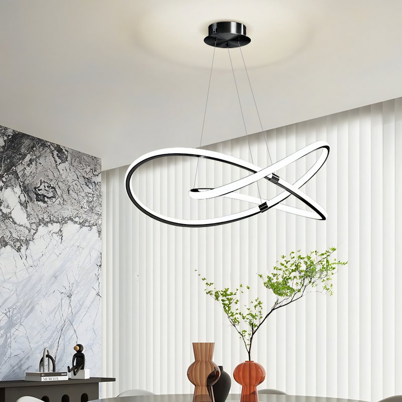 Plafonnier LED design entremêlé noir en métal et acrylique LUCIE