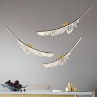 Plafonnier LED plume suspendue avec oiseau chic et bohème CUPOD