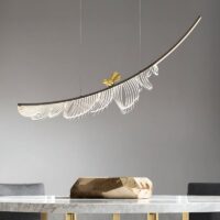 Plafonnier LED plume suspendue avec oiseau chic et bohème CUPOD