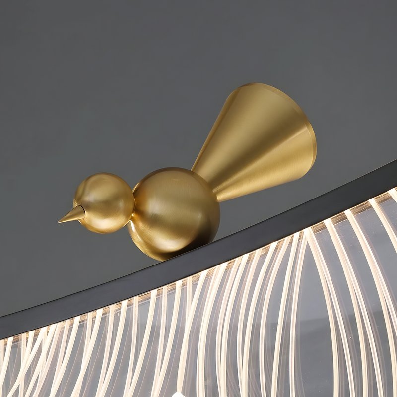 Plafonnier LED plume suspendue avec oiseau chic et bohème CUPOD