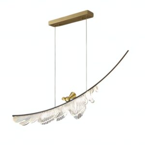 Plafonnier LED plume suspendue avec oiseau chic et bohème CUPOD