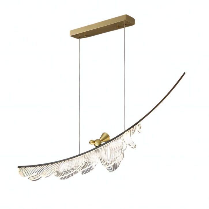 Plafonnier LED plume suspendue avec oiseau chic et bohème CUPOD