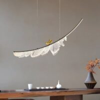 Plafonnier LED plume suspendue avec oiseau chic et bohème CUPOD