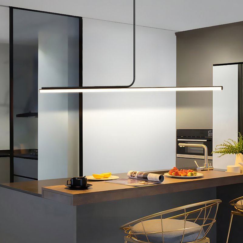 Plafonnier LED style néon noir minimaliste et long DIRECTIS