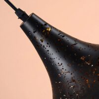 Plafonnier marocain en métal noir et doré suspendu LATIS