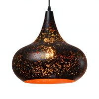 Plafonnier marocain en métal noir et doré suspendu LATIS