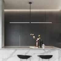 Plafonnier néon aspect LED long et suspendu minimaliste DIRECTIS