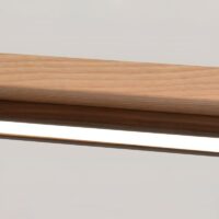 Plafonnier néon LED en bois suspendu design abstrait MANUCO