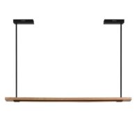 Plafonnier néon LED en bois suspendu design abstrait MANUCO