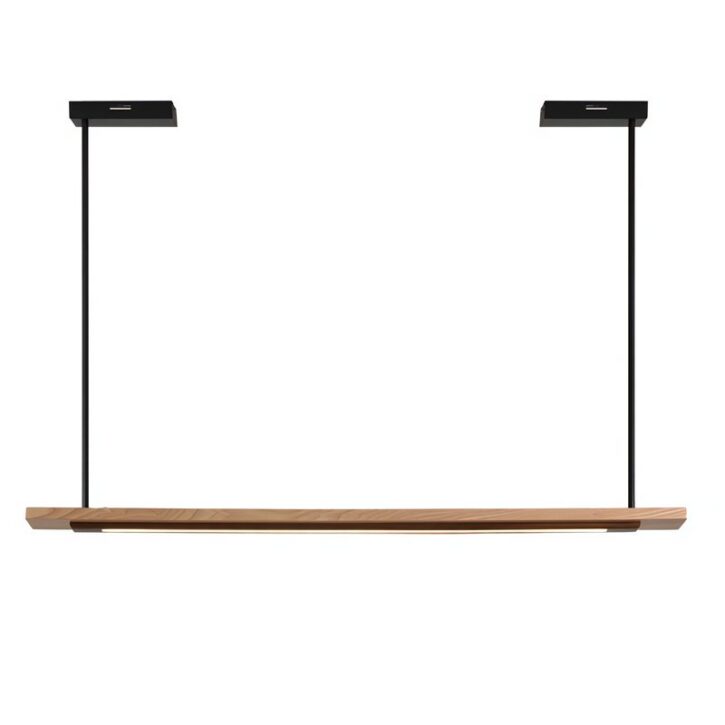 Plafonnier néon LED en bois suspendu design abstrait MANUCO