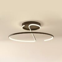 Plafonnier noir LED rond design abstrait en acrylique et métal ARIELS