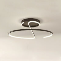 Plafonnier noir LED rond design abstrait en acrylique et métal ARIELS