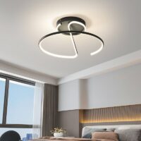 Plafonnier noir LED rond design abstrait en acrylique et métal ARIELS