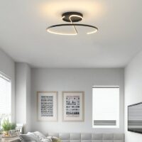 Plafonnier noir LED rond design abstrait en acrylique et métal ARIELS