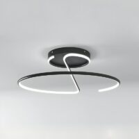 Plafonnier noir LED rond design abstrait en acrylique et métal ARIELS