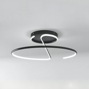 Plafonnier noir LED rond design abstrait en acrylique et métal ARIELS