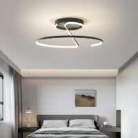 Plafonnier noir LED rond design abstrait en acrylique et métal ARIELS