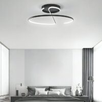 Plafonnier noir LED rond design abstrait en acrylique et métal ARIELS