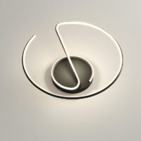 Plafonnier noir LED rond design abstrait en acrylique et métal ARIELS