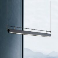 Plafonnier noir suspendu en métal scandinave et tendance ALEXW