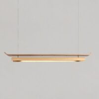 Plafonnier nordique en bois suspendu design abstrait MANUCO