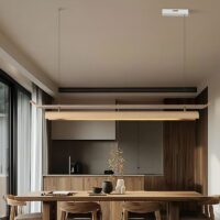 Plafonnier nordique en bois suspendu design abstrait MANUCO