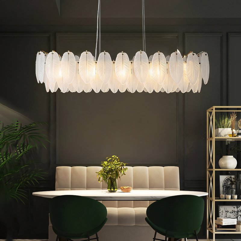 Plafonnier plume en verre long post-moderne raffiné STRACCA