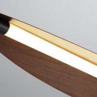 Plafonnier pour restaurant design long noir et effet bois SURFIA