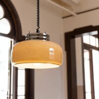 Plafonnier pour salle de bain vintage rétro en verre beige BAUHUMS