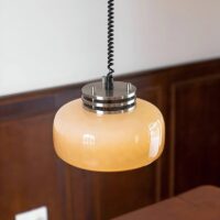 Plafonnier pour salle de bain vintage rétro en verre beige BAUHUMS