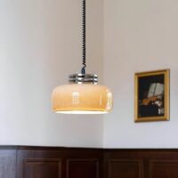 Plafonnier pour salle de bain vintage rétro en verre beige BAUHUMS