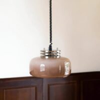 Plafonnier pour salle de bain vintage rétro en verre beige BAUHUMS
