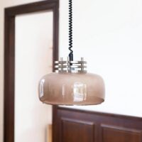 Plafonnier pour salle de bain vintage rétro en verre beige BAUHUMS