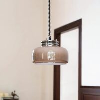 Plafonnier pour salle de bain vintage rétro en verre beige BAUHUMS