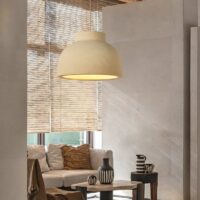 Plafonnier pour salon suspendu beige bol renversé tendance UNIKO