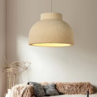 Plafonnier pour salon suspendu beige bol renversé tendance UNIKO