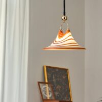 Plafonnier pour WC orange et blanc hauteur réglable ARNAUD