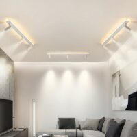 Plafonnier projecteur long blanc LED orientable SEBOP