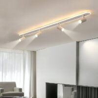 Plafonnier projecteur long blanc LED orientable SEBOP