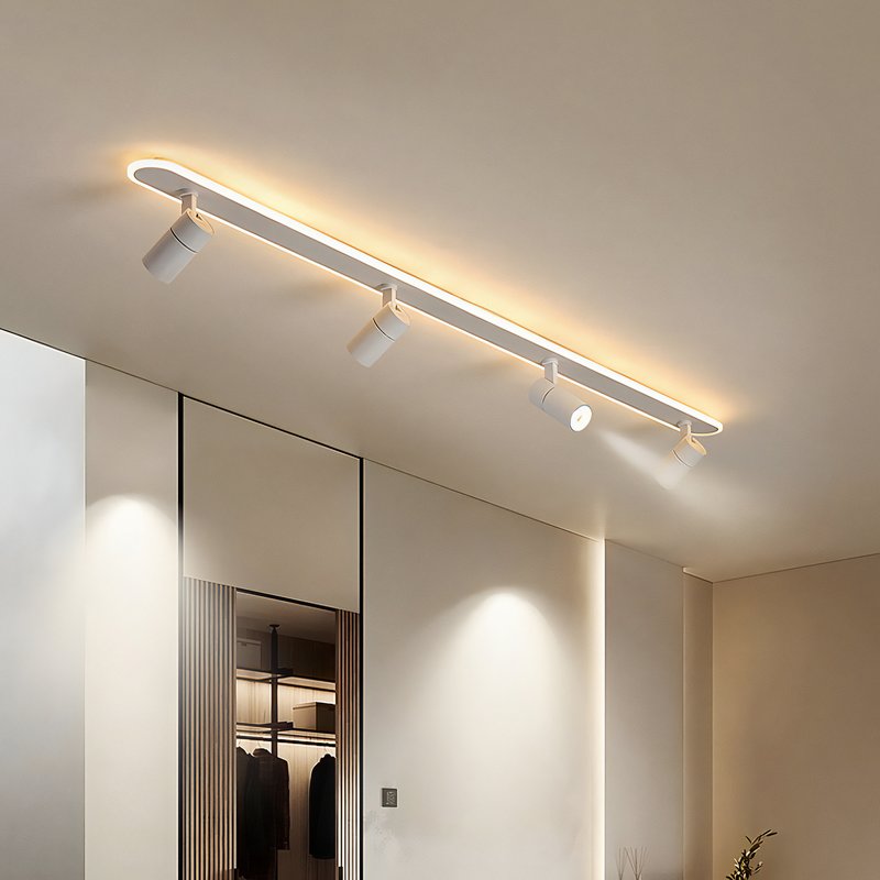 Plafonnier projecteur long blanc LED orientable SEBOP