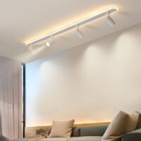 Plafonnier projecteur long blanc LED orientable SEBOP