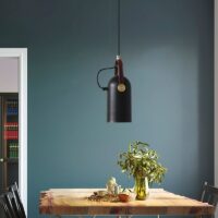 Plafonnier projecteur suspendu noir et doré orientable style industriel
