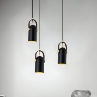 Plafonnier projecteur suspendu noir et doré orientable style industriel