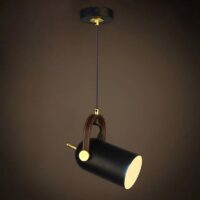 Plafonnier projecteur suspendu noir et doré orientable style industriel
